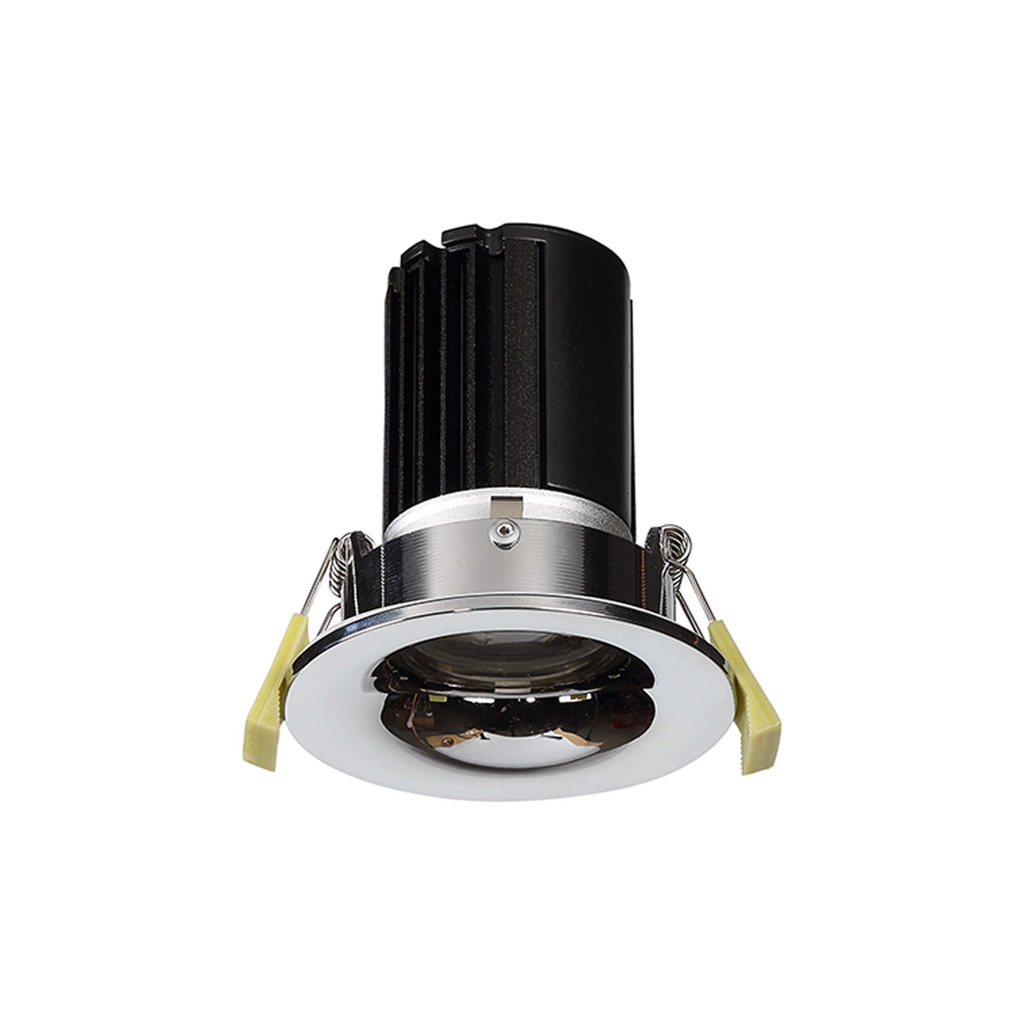 DM201538  Bruve 12 Tridonic powered 12W 2700K 1200lm 12° LED Engine,350mA , CRI>90 LED Engine Polished Chrome Fixed Round Recessed Downlight, Inner Glass cover, IP65